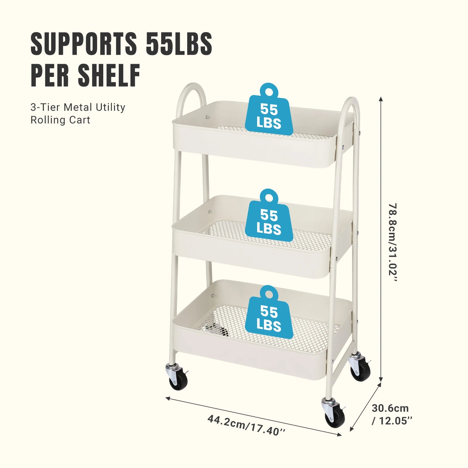 3-Tier Rolling Storage Cart